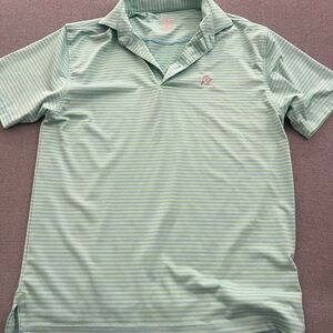 Rhoback Men's Green Striped Polo Shirt